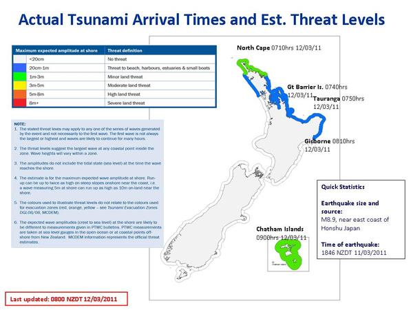 Tsunami Threat Level Map 4 - JPEG (updated 0800 NZDT 12/03/2011)
